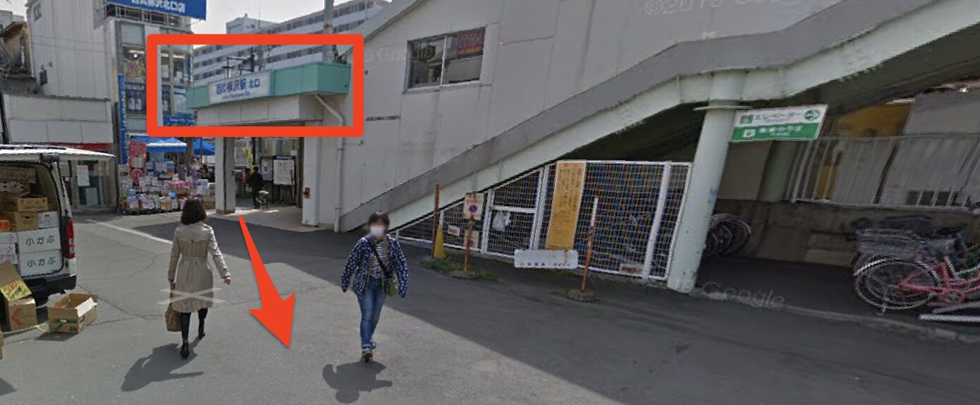 西武柳沢駅北口から駅舎を背に斜め左方面へ