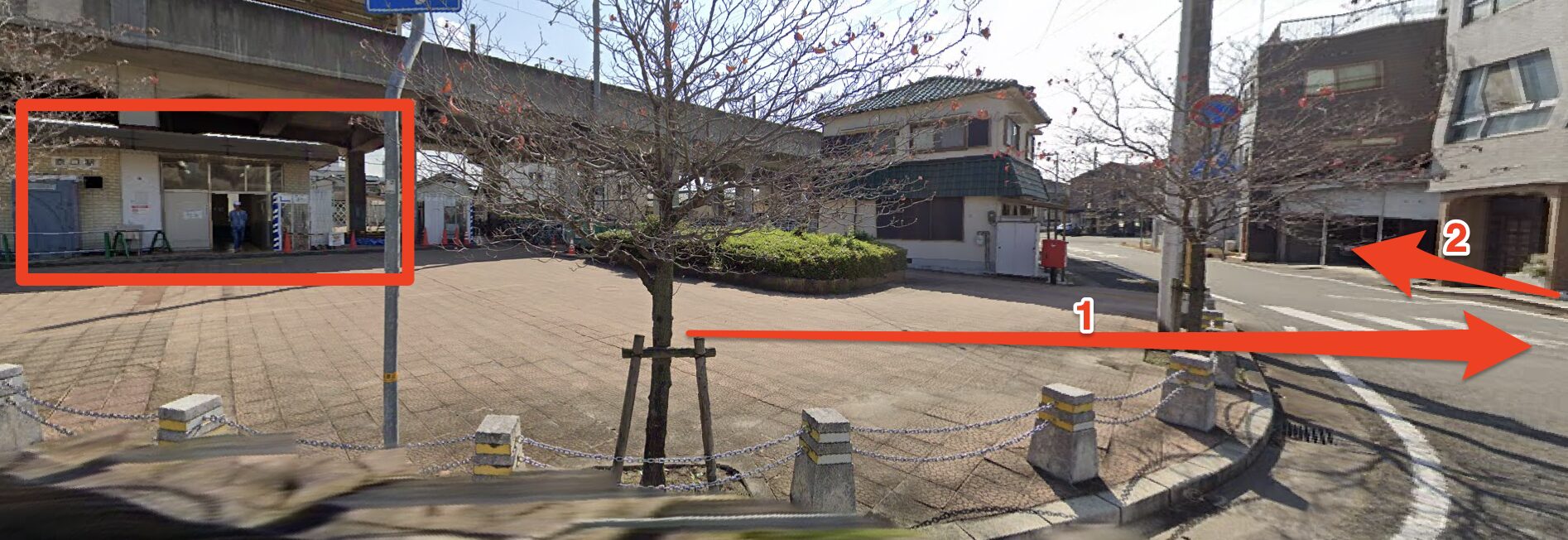 チキンゴルフ姫路店へのアクセス|出入口2から横断歩道を渡り左折