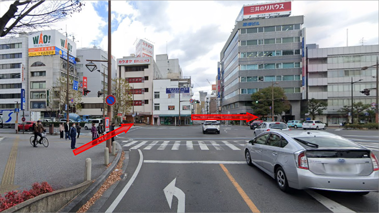 チキンゴルフ岡山店へのアクセス|一つ目の信号を横断し右折