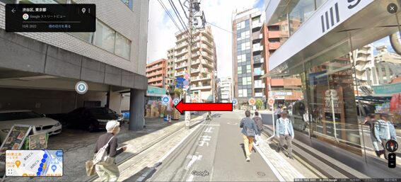 ゴルフテック恵比寿店へのアクセス|突き当りを左に曲がる